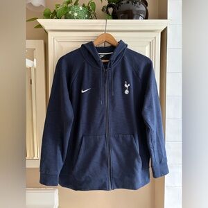 Nike Tottenham Hotspur Zip Up Hoodie Sweatshirt Navy Men Size Large Club Fleece